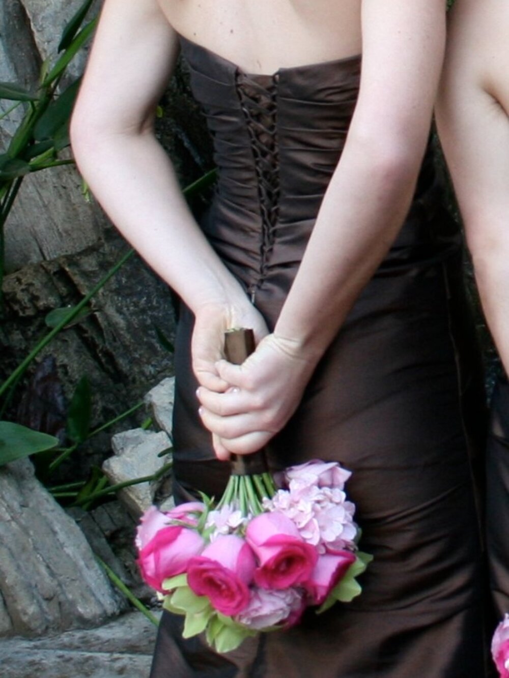 Bill Levkoff Bridesmaids Dress, Size 4 brown taffeta with gathers & folds